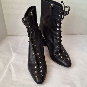 Zara Black Leather Boots sz 39 / 9